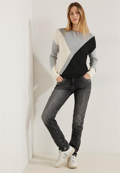 Jacquard Strickpullover black melange