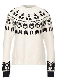 Jaquard Pullover cream white melange