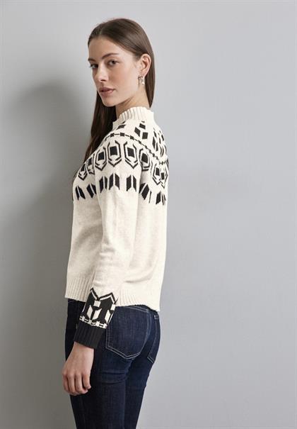 Jaquard Pullover cream white melange