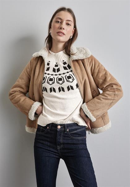 Jaquard Pullover cream white melange