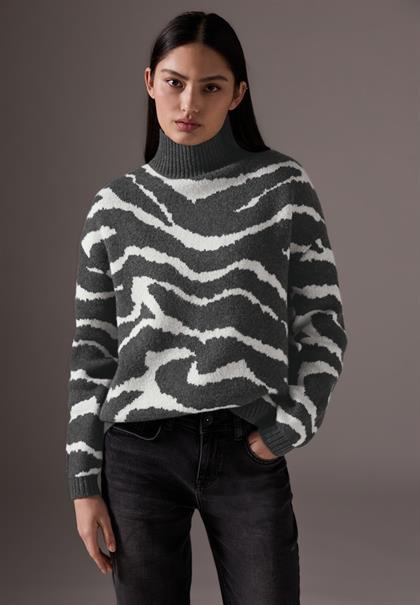 Jaquard Pullover gravel grey mel.