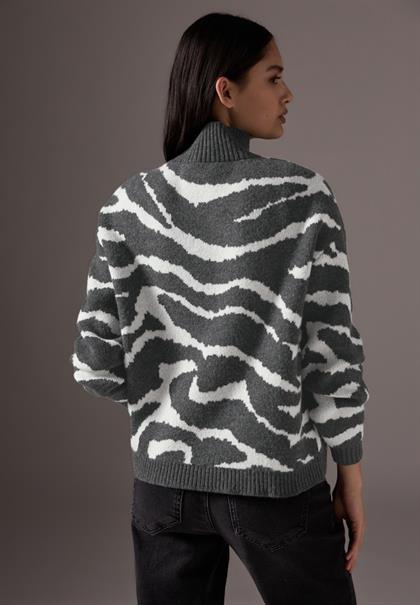 Jaquard Pullover gravel grey mel.