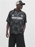 JCORETREAT AOP MESH OPEN COLLAR POLO LN black