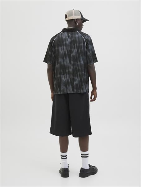JCORETREAT AOP MESH OPEN COLLAR POLO LN black