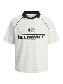 JCORETREAT AOP MESH OPEN COLLAR POLO LN cloud dancer