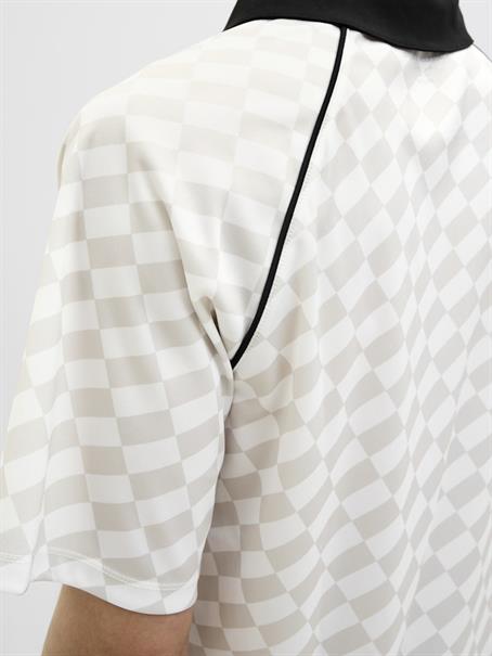 JCORETREAT AOP MESH OPEN COLLAR POLO LN cloud dancer