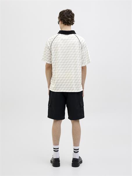 JCORETREAT AOP MESH OPEN COLLAR POLO LN cloud dancer