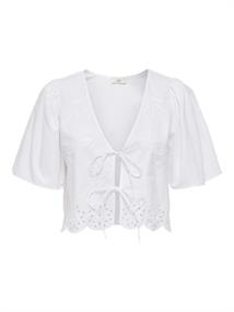 JDYALICE S/S TIE TOP WVN bright white