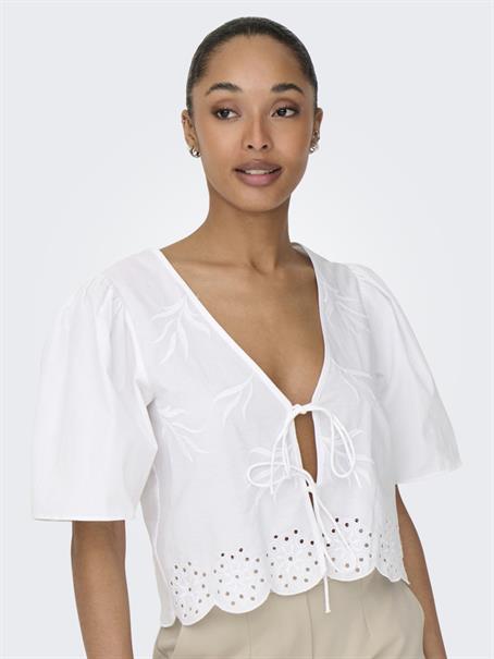 JDYALICE S/S TIE TOP WVN bright white