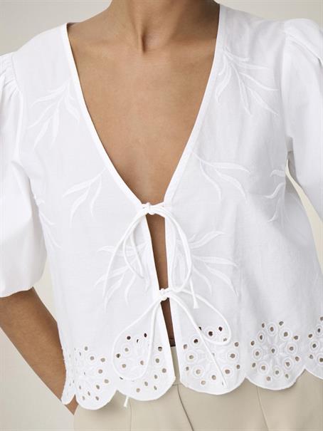 JDYALICE S/S TIE TOP WVN bright white