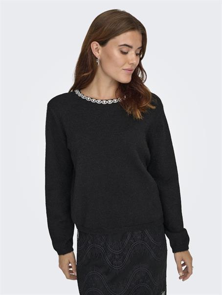 JDYALVA LIFE L/S EMBELLISH PULLOVER KNT black