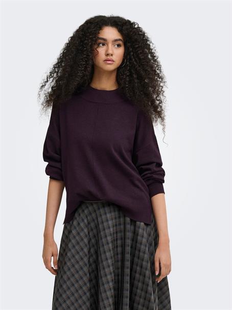 JDYAMORE L/S HN SLIT PULLOVER KNT plum perfect