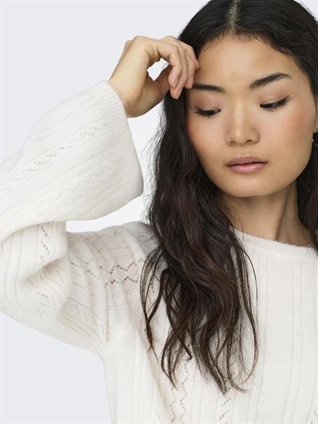 JDYAPRIL LIFE L/S O-NECK PULLOVER KNT bright white
