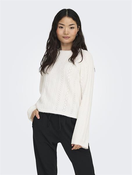 JDYAPRIL LIFE L/S O-NECK PULLOVER KNT bright white