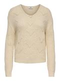 JDYBADUT L/S V-NECK STRUC GLITT PULL KNT crème brûlée