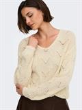 JDYBADUT L/S V-NECK STRUC GLITT PULL KNT crème brûlée