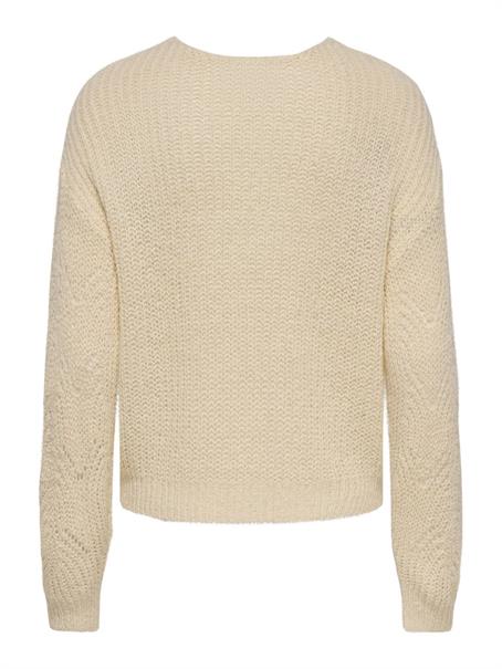 JDYBADUT L/S V-NECK STRUC GLITT PULL KNT crème brûlée
