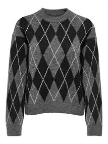 JDYBIANKA L/S ARGYLE PULLOVER KNT NOOS dark grey melange