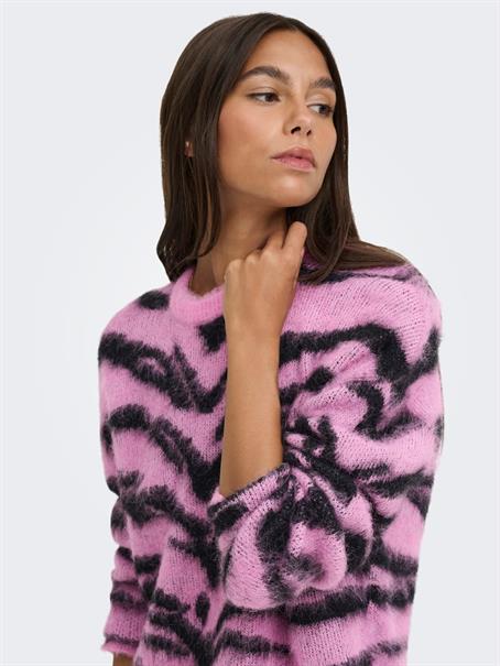 JDYCECILIE L/S ON ANIMAL PULLOVER KNT super pink