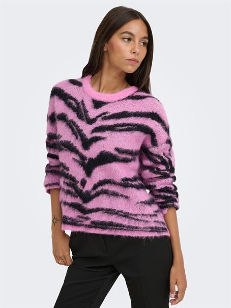 JDYCECILIE L/S ON ANIMAL PULLOVER KNT super pink