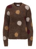 JDYDOTTIE L/S O-NECK DOT PULLOVER KNT bison