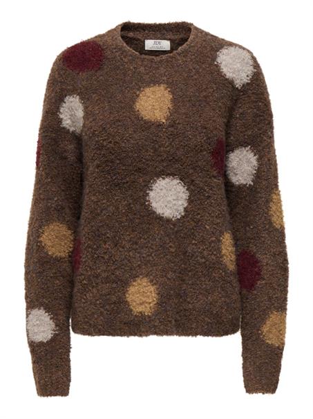 JDYDOTTIE L/S O-NECK DOT PULLOVER KNT bison