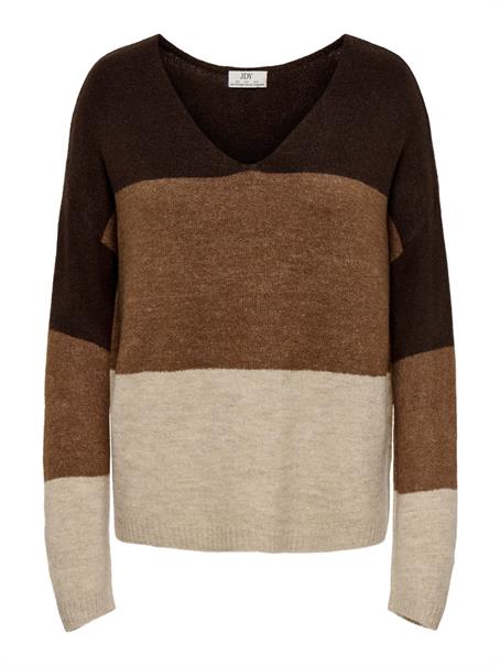 JDYELANORA L/S VN COLORBLOCK PULLOVE KNT oatmeal2