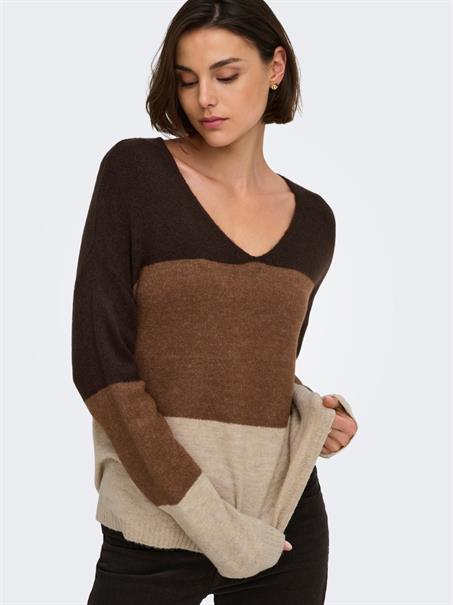 JDYELANORA L/S VN COLORBLOCK PULLOVE KNT oatmeal2