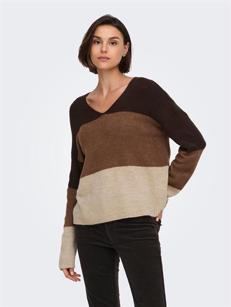 JDYELANORA L/S VN COLORBLOCK PULLOVE KNT oatmeal2