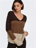 JDYELANORA L/S VN COLORBLOCK PULLOVE KNT oatmeal