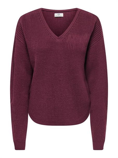 JDYEVIE L/S V-NECK PULLOVER KNT windsor wine