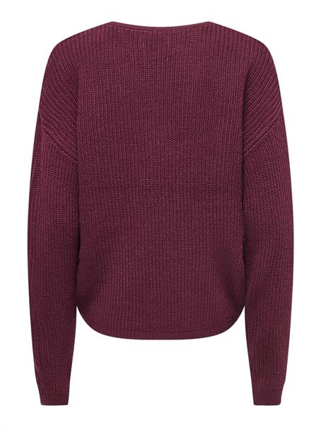 JDYEVIE L/S V-NECK PULLOVER KNT windsor wine