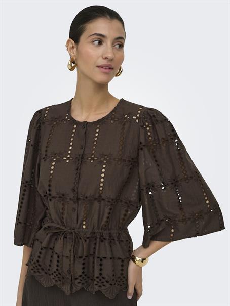 JDYJOJO 3/4 ANGLAISE SHIRT WVN chocolate brown