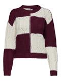 JDYJUSTY L/S MIX STRUC PULLOVER KNT NOOS cabernet