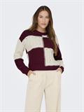 JDYJUSTY L/S MIX STRUC PULLOVER KNT NOOS cabernet