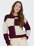 JDYJUSTY L/S MIX STRUC PULLOVER KNT NOOS cabernet