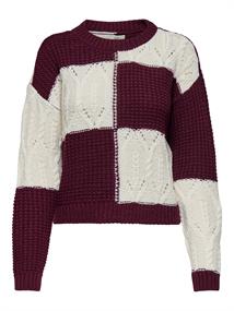 JDYJUSTY L/S MIX STRUC PULLOVER KNT NOOS cabernet
