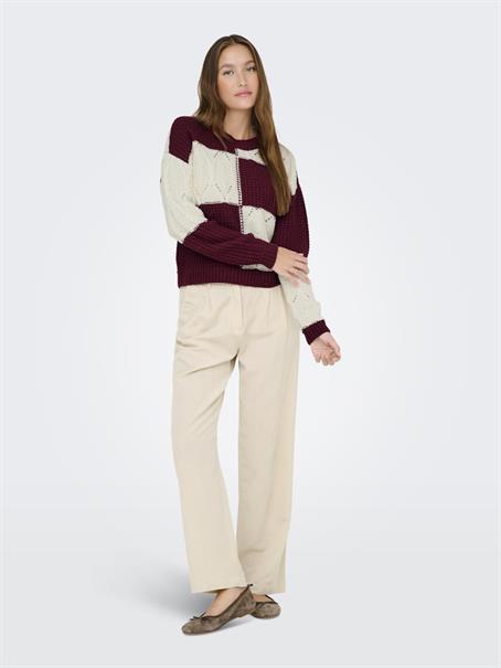 JDYJUSTY L/S MIX STRUC PULLOVER KNT NOOS cabernet