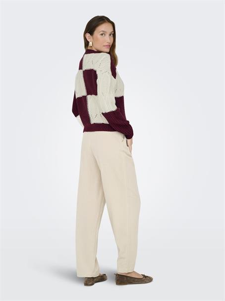 JDYJUSTY L/S MIX STRUC PULLOVER KNT NOOS cabernet