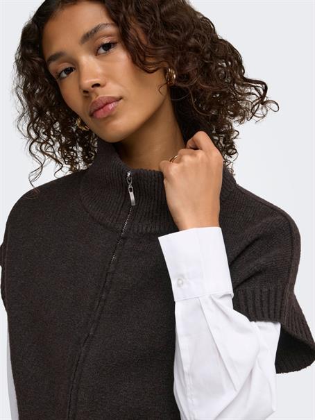 JDYLEA S/L HN 2WAY ZIP VEST KNT NOOS chocolate torte
