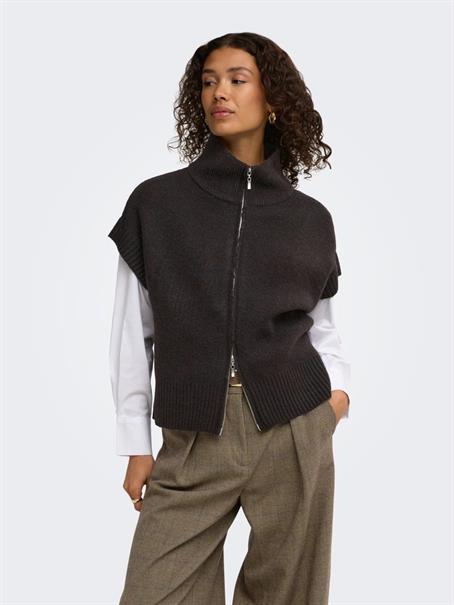 JDYLEA S/L HN 2WAY ZIP VEST KNT NOOS chocolate torte