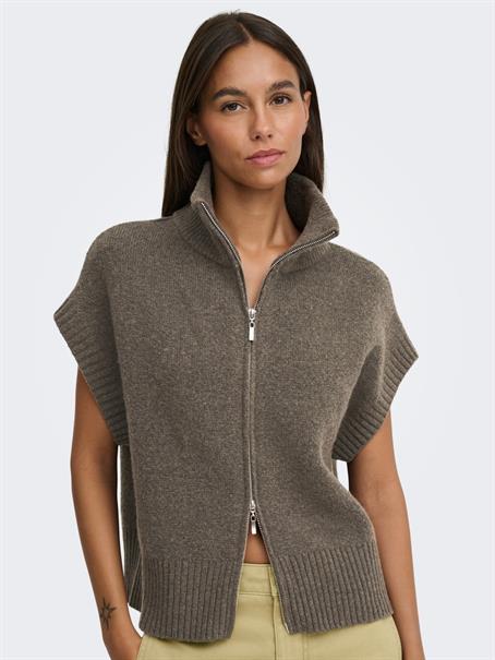 JDYLEA S/L HN 2WAY ZIP VEST KNT NOOS falcon