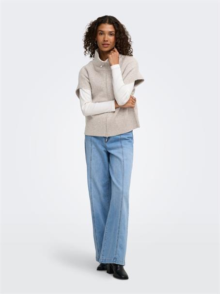 JDYLEA S/L HN 2WAY ZIP VEST KNT NOOS natural melange