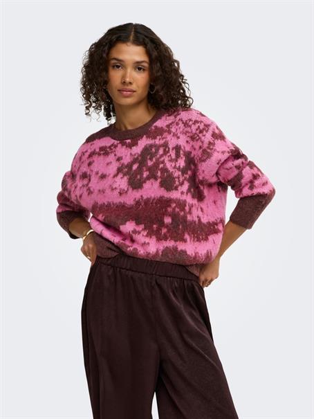 JDYLESLIE L/S O-NECK JACQ. PULLOVER KNT decadent chocolate