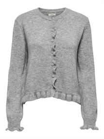 JDYLETTY L/S ON FRILL CARDIGAN KNT NOOS light grey melange