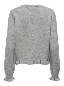 JDYLETTY L/S ON FRILL CARDIGAN KNT NOOS light grey melange