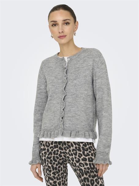 JDYLETTY L/S ON FRILL CARDIGAN KNT NOOS light grey melange