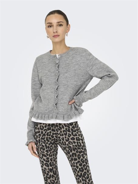 JDYLETTY L/S ON FRILL CARDIGAN KNT NOOS light grey melange