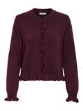 JDYLETTY L/S ON FRILL CARDIGAN KNT NOOS maroon banner