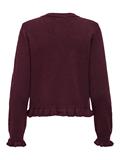 JDYLETTY L/S ON FRILL CARDIGAN KNT NOOS maroon banner